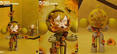 【泡泡瑪特】MEGA &alpha; SKULLPANDA 1000% 梵高博物館・向日葵